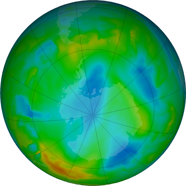 Antarctic ozone map for 09 July 2011